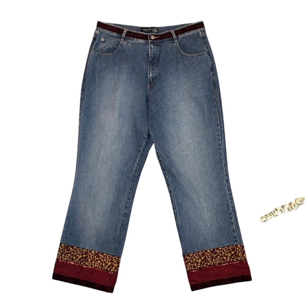 Venezia Jeans Embellished 100% Cotton Curvy Straight Leg Jeans Size 18